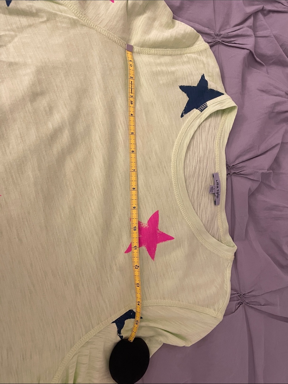 Lisa Todd Neon Lime Long-Sleeve Star Print Top - Pink & Navy Stars - Picture 5 of 5